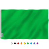 Anley Fly Breeze solid green flag waving in light breeze for outdoor display