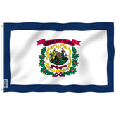 Anley Fly Breeze West Virginia flag fluttering outdoors for porch display