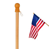 Anley pine wood flagpole 56 inch display with sleeve flag compatibility.