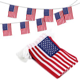 Anley US National Flag Pennant 33ft outdoors for vibrant Independence Day decor.