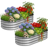 Anmiro galvanized oval raised garden bed during assembly for a clutter-free setup
