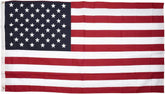 Annin Flagmakers 19417 poly/cotton flag hanging outdoors with durable, fade-resistant stitching