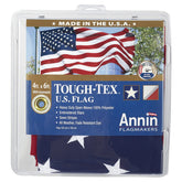 Annin Flagmakers Tough Tex US Flag 4x6 unfurled, wind-resistant outdoor display.