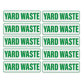 Anobell yard waste sticker on a metal bin shows weather-resistant labeling.