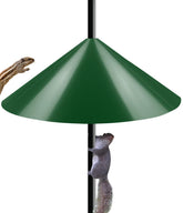 Ansionsol 19-inch squirrel baffle mounted on a bird feeder pole protects feeding stations from squirrels