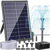 Antfraer solar fountain pump with 8W panel powering a bird bath in sunny gardens.