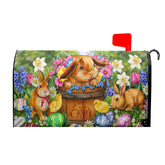 Anyako Easter Bunnies eggs mailbox cover with magnets for quick outdoor decoration