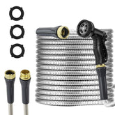 AnyEasy stainless-steel garden hose 100ft for durable outdoor watering.
