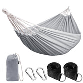 ANYOO cotton hammock in flat-lay setup for comfortable outdoor rest.