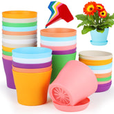 Aodaer 4-inch color planters with trays for vibrant indoor decor.