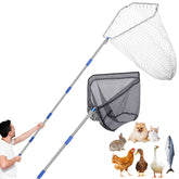 Aoiaute chicken catching net duo with adjustable pole for coop tasks.
