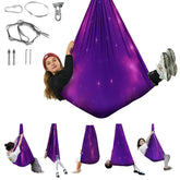 Aokitec sensory swing for kids indoors and outdoors, inviting calm and focused play.