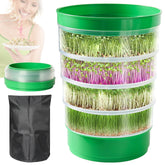 AOMGD 4-tier sprouts growing tray showing compact, soil-free indoor gardening for fresh greens