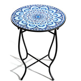 Aonagi round side table outdoors with a 14-inch top, great for drinks and plants.