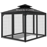 Aonear gazebo mosquito netting 10x10 4-panel protects outdoor dining with breathable mesh.