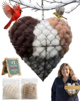 AOREK Handmade Alpaca Fiber Bird Nesting Heart close-up with replenish-able nesting fibers.