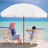 Aoxun 7ft patio umbrella with fringe tassel shade for outdoor spaces