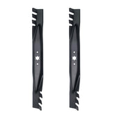 Apeixoto 2-pack 42-inch blades with serrated edges for precise mulching and lawn care.