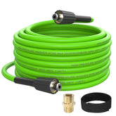 APOWER PVC pressure washer hose, 50 ft, coiled for easy storage and extended cleaning reach.