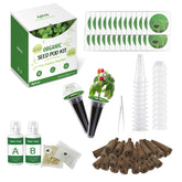 Aptvis 80Pcs hydroponics pods kit collection shows an indoor herb garden setup.
