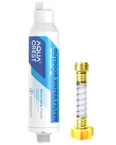 AQUA CREST inline filter setup with car wash connection improves water quality.