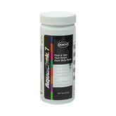 AquaChek 7-Way strips bottle shown for easy home pool testing.