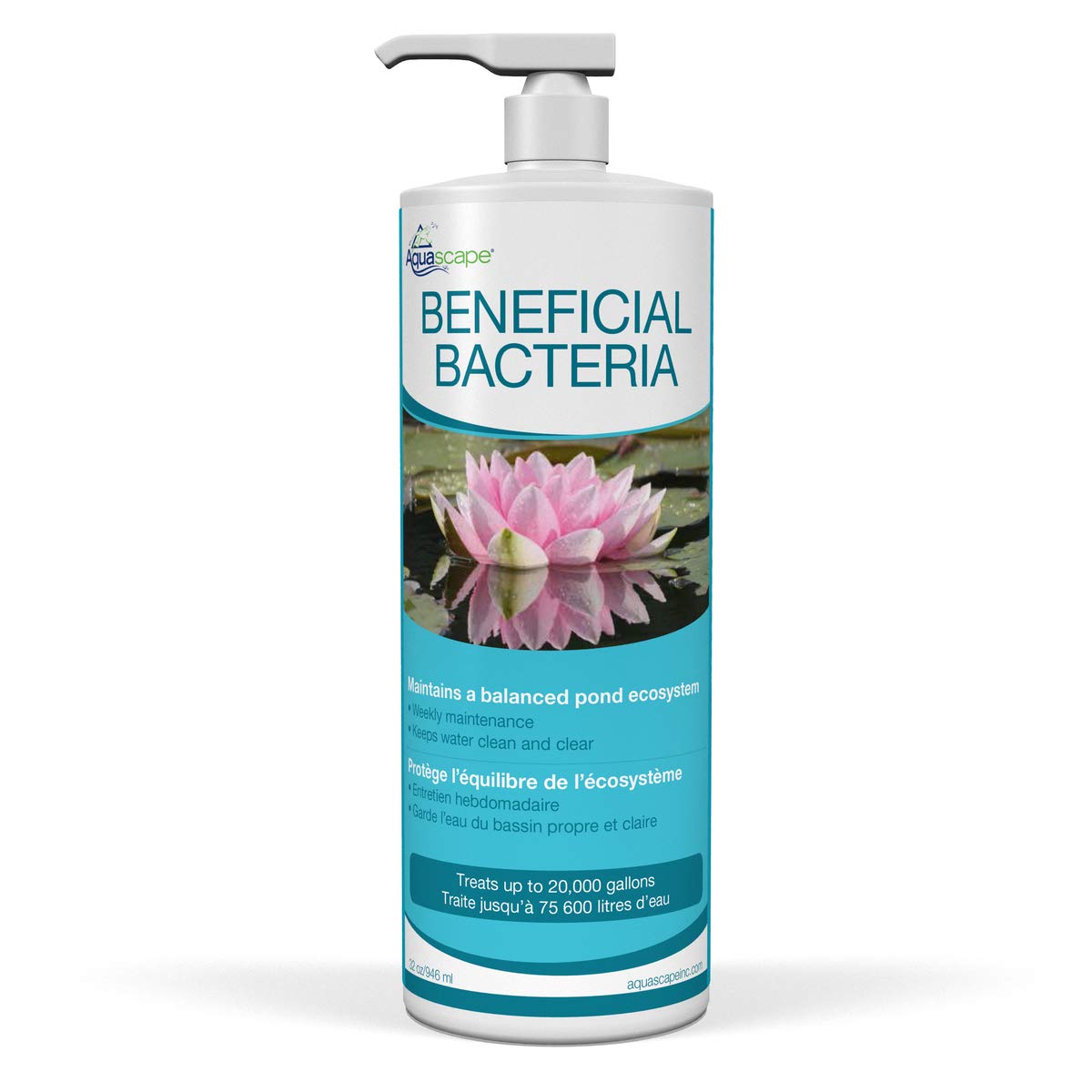 Aquascape Beneficial Bacteria Liquid bottle pour improves pond balance for clarity