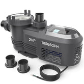 AQUASTRONG variable-speed pool pump front view in black for in-ground installations.