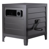 AQUAZILLA metal hose reel deck box exterior for durable outdoor storage.