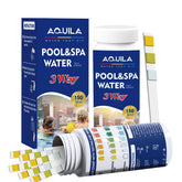 Aquila pool test strips kit 150-count with color chart for quick readings.