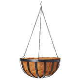 Arcadia Solstice 12-inch round hanging basket in black for stylish patios and balconies.