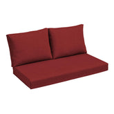 Arden Outdoor Loveseat Cushion Set in Ruby Red Leala for durable, weather-ready comfort.