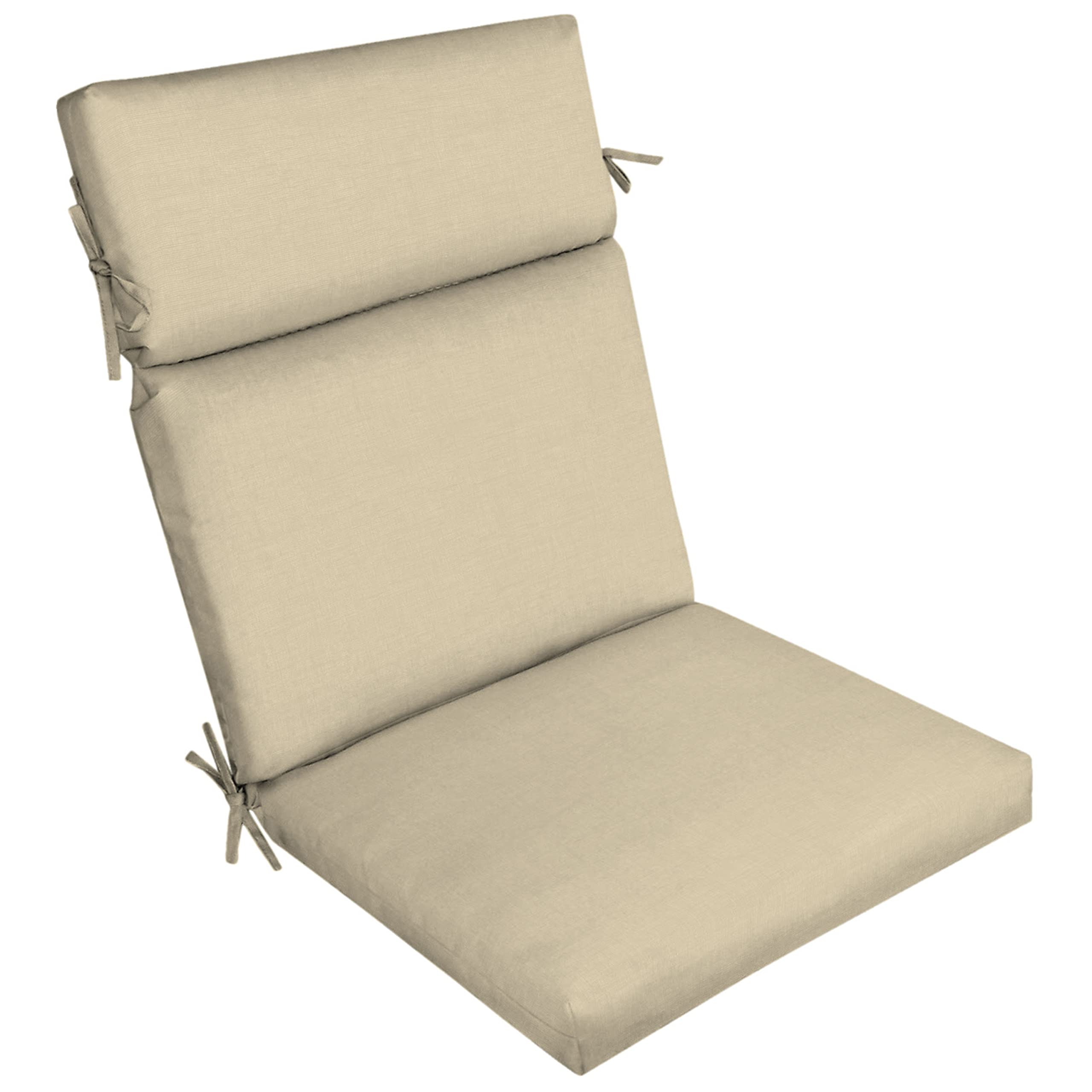 Arden Selections outdoor chair cushion in tan fabric shows fade-resistant texture