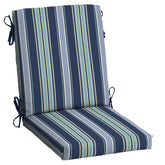 Arden Selections outdoor chair cushion in sapphire aurora blue stripe for comfortable, fade-resistant patio seating