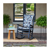 Arden Selections rocking chair back pillow in blue garden floral for plush outdoor support.