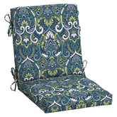 Arden Selections sapphire aurora blue damask midback chair cushion front view highlighting outdoor comfort