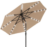 AreShark 9FT patio umbrella with solar lights, top view showing the solar panel.