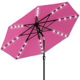 AreShark 9ft patio umbrella with solar lights provides soft evening illumination for outdoor spaces.