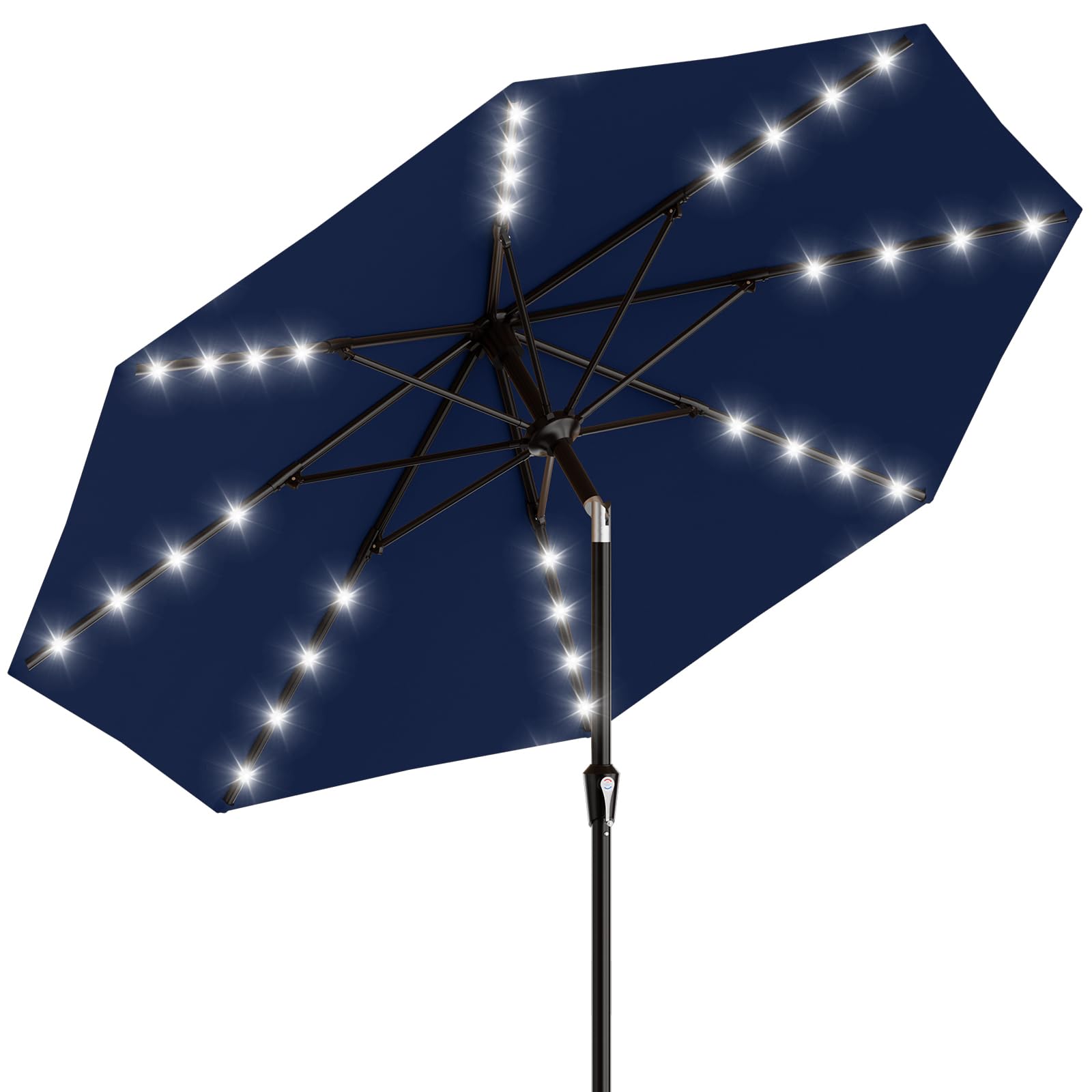 AreShark 9ft patio umbrella with solar lights provides inviting evening ambience for outdoor spaces