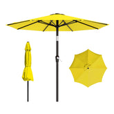 AreShark 9ft patio umbrella yellow canopy provides broad shade for outdoor dining.