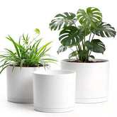 Areutxbis 10-inch pot with drainage holes in white finish for healthy root airflow.