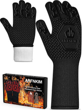 ARFNKIM BBQ oven gloves provide 1472°F heat resistance for safe grilling.