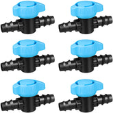 Arfun six-pack drip valves with barbed ends for secure, leak-free connections.