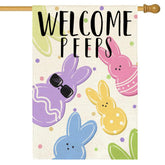 ARGOOFG Easter welcome flag with peeps for outdoor entryway