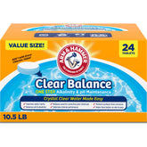 Arm & Hammer Clear Balance tablets in bucket simplify pool maintenance.