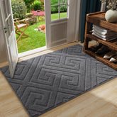 AROGAN washable indoor door mat grey with high-low texture that traps moisture.