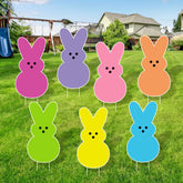 Arosche Easter yard signs with stakes for easy outdoor setup in the garden.