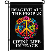 Aroxtms Imagine peace flag 12x18 front view promotes harmony outdoors.