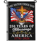 Aroxtms 250-year anniversary flag, 12x18, double-sided for outdoor display and visibility.