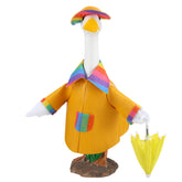 Arrowbash goose raincoat on a 23-inch statue enhances outdoor decor.